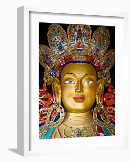 India, Ladakh, Thiksey, the Immense and Beautifully Gilded Maitreya Buddha in the Chamkhang Temple-Katie Garrod-Framed Photographic Print