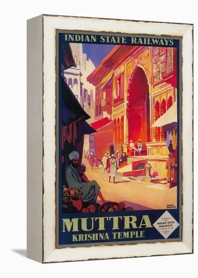 India - Muttra Krishna Temple Travel Poster-Lantern Press-Framed Stretched Canvas