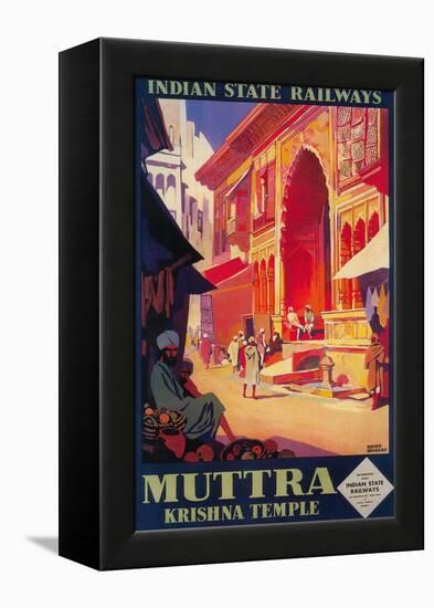 India - Muttra Krishna Temple Travel Poster-Lantern Press-Framed Stretched Canvas