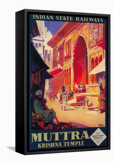 India - Muttra Krishna Temple Travel Poster-Lantern Press-Framed Stretched Canvas