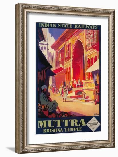 India - Muttra Krishna Temple Travel Poster-Lantern Press-Framed Art Print