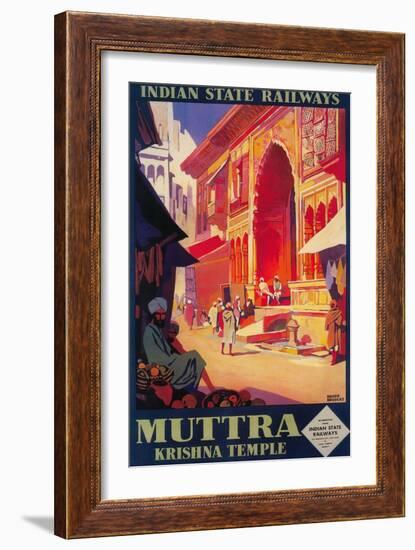 India - Muttra Krishna Temple Travel Poster-Lantern Press-Framed Art Print