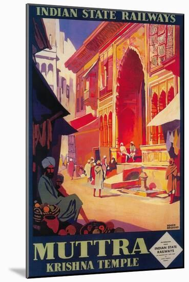 India - Muttra Krishna Temple Travel Poster-Lantern Press-Mounted Art Print