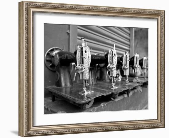 India, Mysore; Recently-Repaired Sewing Machines Outside a Sewing-Machine Repair Shop in Mysore-Niels Van Gijn-Framed Photographic Print