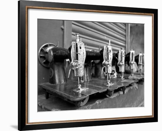 India, Mysore; Recently-Repaired Sewing Machines Outside a Sewing-Machine Repair Shop in Mysore-Niels Van Gijn-Framed Photographic Print