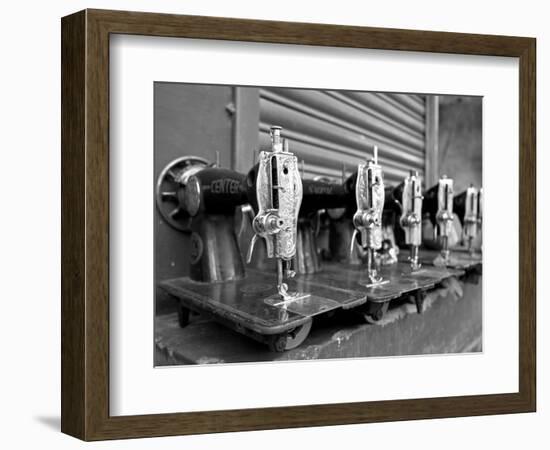 India, Mysore; Recently-Repaired Sewing Machines Outside a Sewing-Machine Repair Shop in Mysore-Niels Van Gijn-Framed Photographic Print