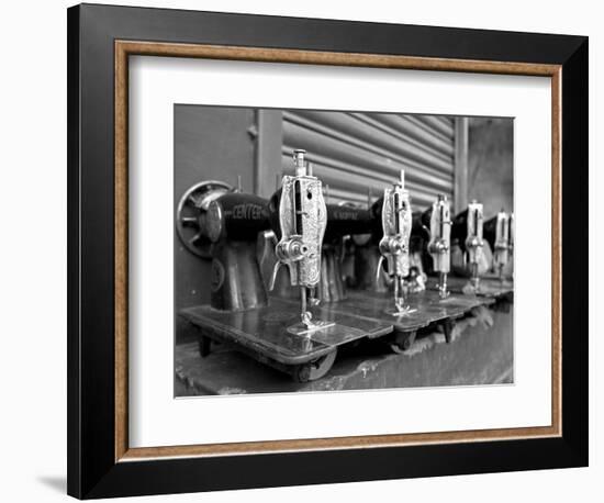 India, Mysore; Recently-Repaired Sewing Machines Outside a Sewing-Machine Repair Shop in Mysore-Niels Van Gijn-Framed Photographic Print