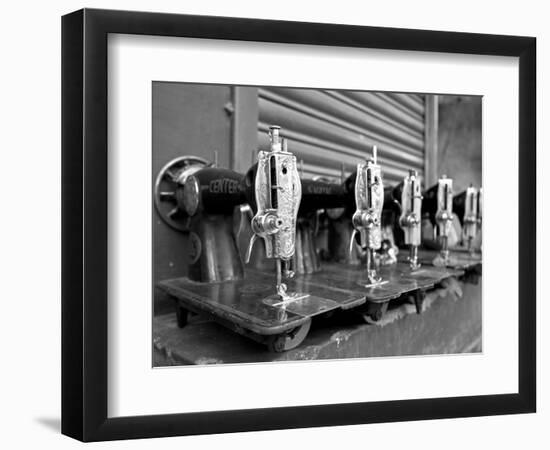 India, Mysore; Recently-Repaired Sewing Machines Outside a Sewing-Machine Repair Shop in Mysore-Niels Van Gijn-Framed Photographic Print