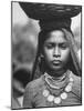 India Native Wearing Traditional Clothing, Carrying Basket on Her Head-Margaret Bourke-White-Mounted Photographic Print