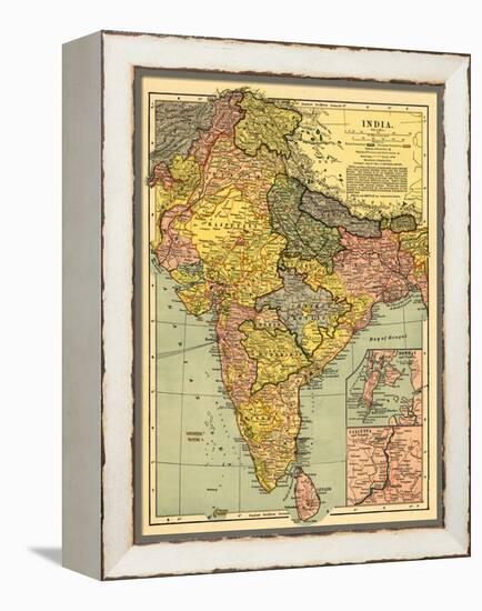 India - Panoramic Map-Lantern Press-Framed Stretched Canvas