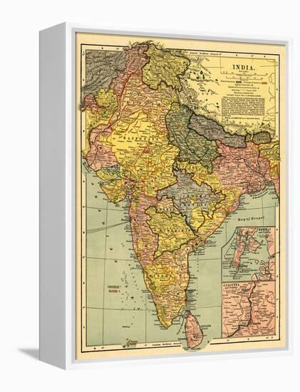 India - Panoramic Map-Lantern Press-Framed Stretched Canvas