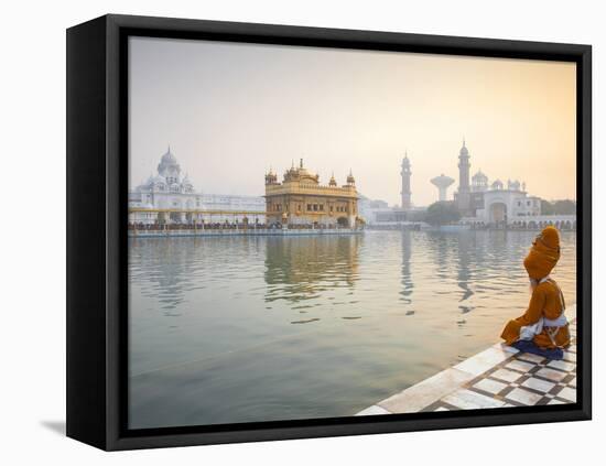 India, Punjab, Amritsar, Pilgrims at the Harmandir Sahib,  Nown As the Golden Temple-Jane Sweeney-Framed Premier Image Canvas