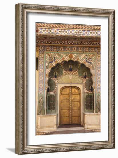 India, Rajasthan, Jaipur, Peacock Door at City Palace-Alida Latham-Framed Photographic Print