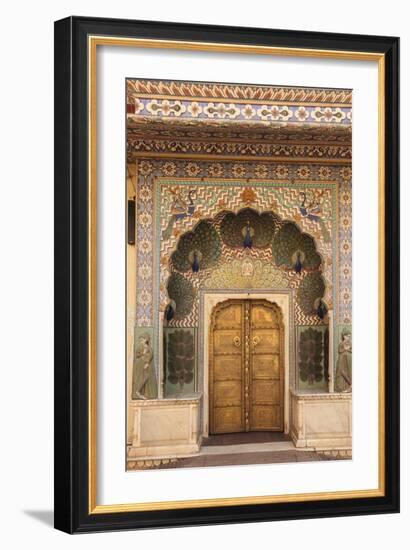 India, Rajasthan, Jaipur, Peacock Door at City Palace-Alida Latham-Framed Photographic Print