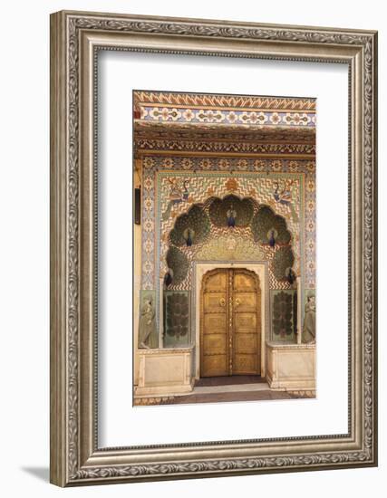 India, Rajasthan, Jaipur, Peacock Door at City Palace-Alida Latham-Framed Photographic Print