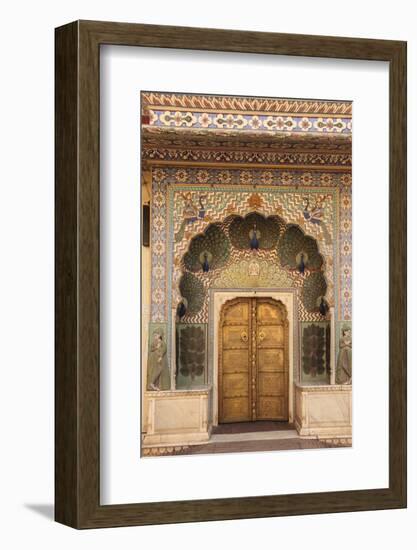 India, Rajasthan, Jaipur, Peacock Door at City Palace-Alida Latham-Framed Photographic Print