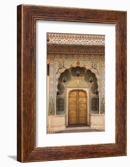 India, Rajasthan, Jaipur, Peacock Door at City Palace-Alida Latham-Framed Photographic Print