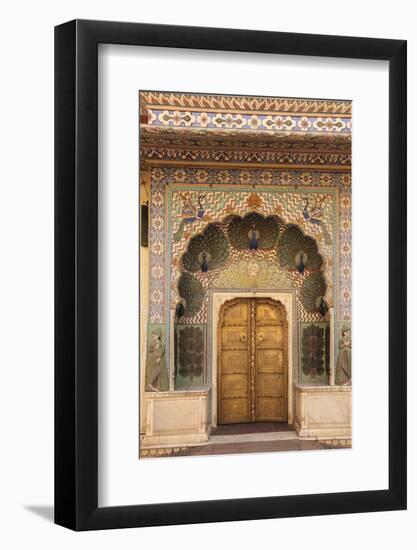 India, Rajasthan, Jaipur, Peacock Door at City Palace-Alida Latham-Framed Photographic Print