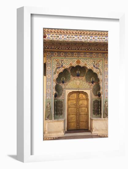 India, Rajasthan, Jaipur, Peacock Door at City Palace-Alida Latham-Framed Photographic Print