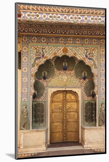 India, Rajasthan, Jaipur, Peacock Door at City Palace-Alida Latham-Mounted Photographic Print