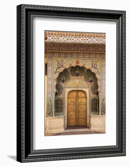 India, Rajasthan, Jaipur, Peacock Door at City Palace-Alida Latham-Framed Photographic Print