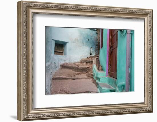 India, Rajasthan, Udaipur Narrow Winding Street with Steps-Emily Wilson-Framed Photographic Print