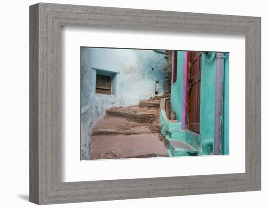 India, Rajasthan, Udaipur Narrow Winding Street with Steps-Emily Wilson-Framed Photographic Print