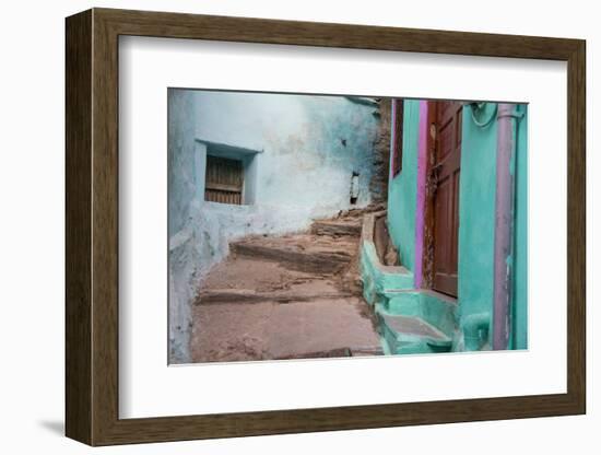 India, Rajasthan, Udaipur Narrow Winding Street with Steps-Emily Wilson-Framed Photographic Print