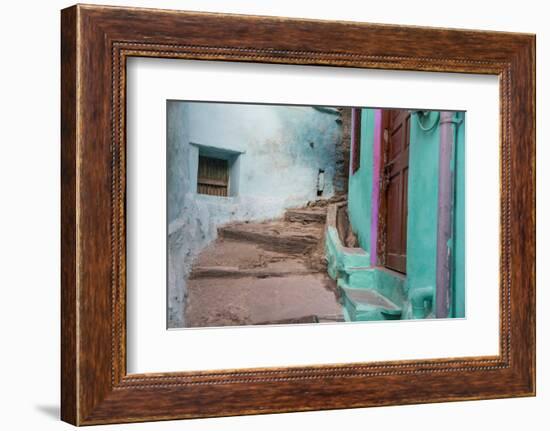 India, Rajasthan, Udaipur Narrow Winding Street with Steps-Emily Wilson-Framed Photographic Print