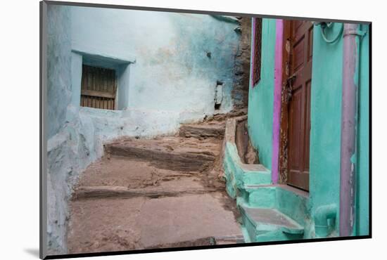 India, Rajasthan, Udaipur Narrow Winding Street with Steps-Emily Wilson-Mounted Photographic Print