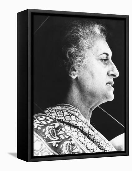 India's Prime Minister Indira Gandhi Speaks to Supporters on June 18, 1975-null-Framed Stretched Canvas