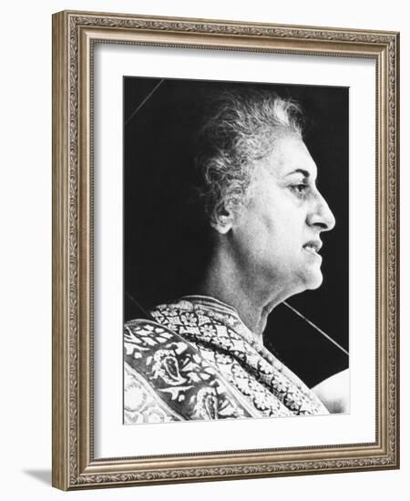 India's Prime Minister Indira Gandhi Speaks to Supporters on June 18, 1975-null-Framed Photo