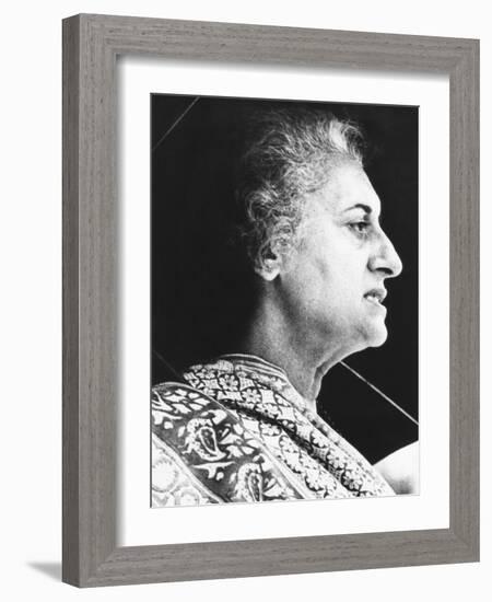 India's Prime Minister Indira Gandhi Speaks to Supporters on June 18, 1975-null-Framed Photo