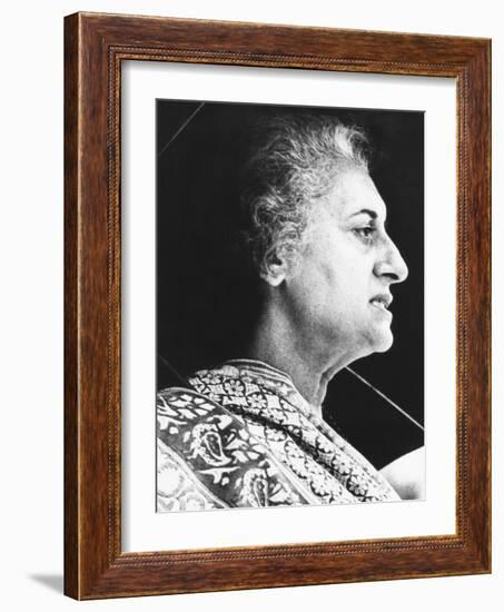 India's Prime Minister Indira Gandhi Speaks to Supporters on June 18, 1975-null-Framed Photo