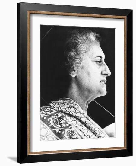 India's Prime Minister Indira Gandhi Speaks to Supporters on June 18, 1975-null-Framed Photo