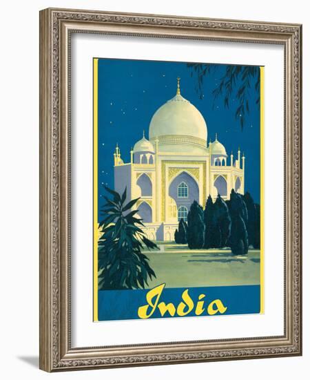 India - Taj Mahal, Agra Uttar Pradesh - Vintage Travel Poster, 1930s-Pacifica Island Art-Framed Art Print