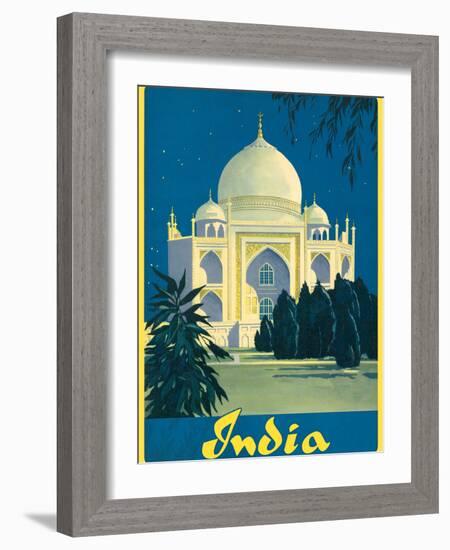 India - Taj Mahal, Agra Uttar Pradesh - Vintage Travel Poster, 1930s-Pacifica Island Art-Framed Art Print