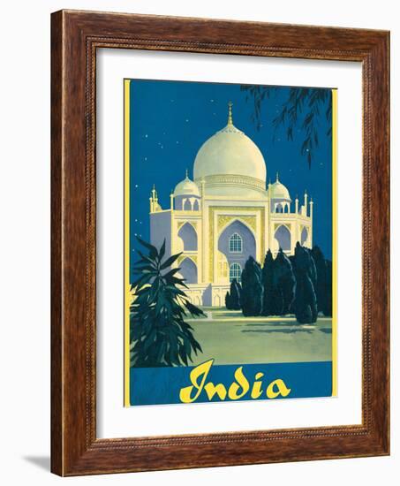 India - Taj Mahal, Agra Uttar Pradesh - Vintage Travel Poster, 1930s-Pacifica Island Art-Framed Art Print