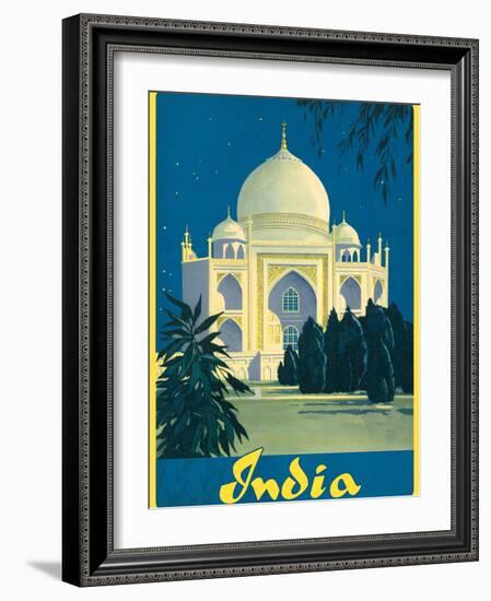 India - Taj Mahal, Agra Uttar Pradesh - Vintage Travel Poster, 1930s-Pacifica Island Art-Framed Art Print