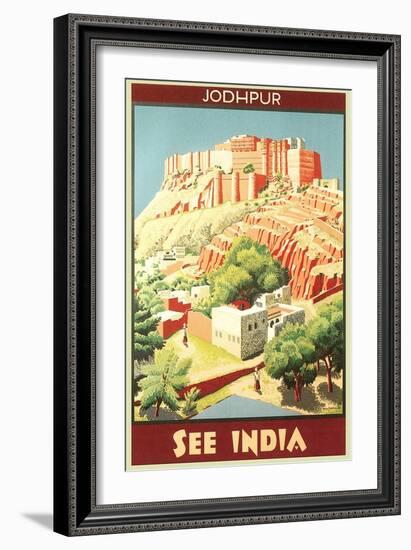 India Travel Poster, Jodhpur-null-Framed Art Print