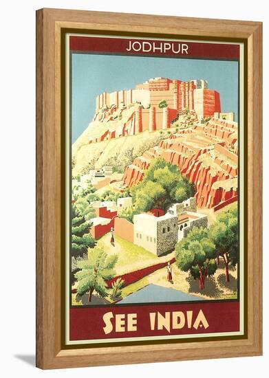 India Travel Poster, Jodhpur-null-Framed Stretched Canvas