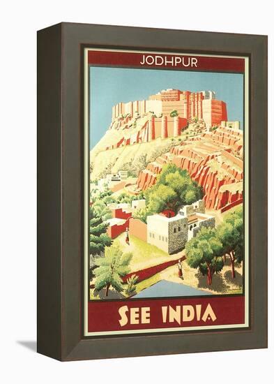 India Travel Poster, Jodhpur-null-Framed Stretched Canvas