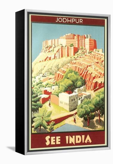 India Travel Poster, Jodhpur-null-Framed Stretched Canvas