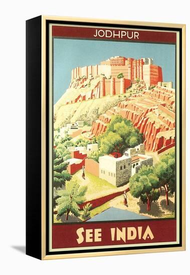 India Travel Poster, Jodhpur-null-Framed Stretched Canvas