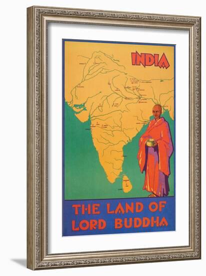 India Travel Poster, Lord Buddha-null-Framed Art Print