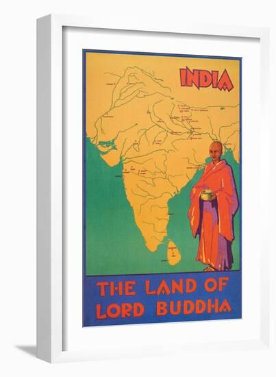 India Travel Poster, Lord Buddha-null-Framed Art Print