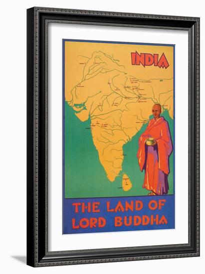 India Travel Poster, Lord Buddha-null-Framed Art Print