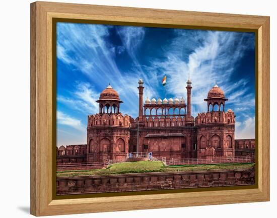 India Travel Tourism Background - \Red Fort (Lal Qila) Delhi - World Heritage Site. Delhi, India-f9photos-Framed Premier Image Canvas