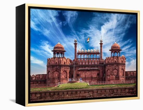 India Travel Tourism Background - \Red Fort (Lal Qila) Delhi - World Heritage Site. Delhi, India-f9photos-Framed Premier Image Canvas