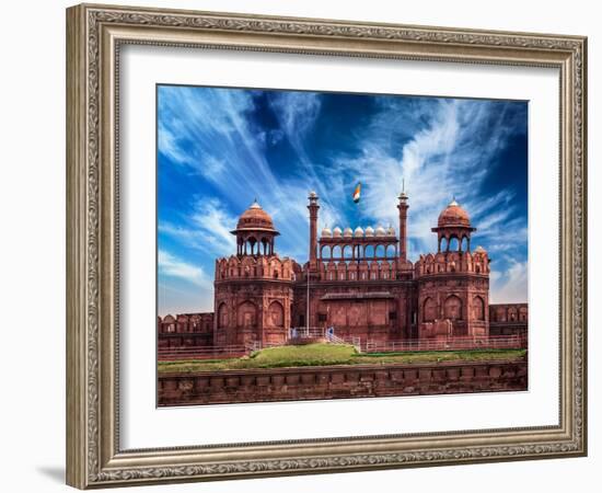 India Travel Tourism Background - \Red Fort (Lal Qila) Delhi - World Heritage Site. Delhi, India-f9photos-Framed Photographic Print